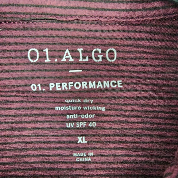 01.Algo Polo Shirt Mens XL Burgundy Black Performance Short Sleeve - Picture 3 of 6